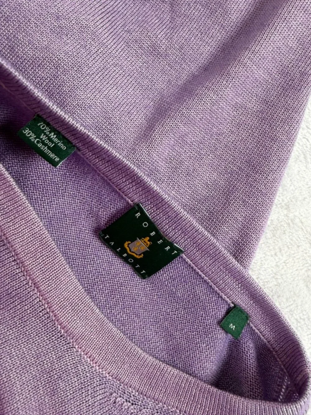 Robert Talbott Mens Sweater Purple Crewneck Merino Wool Cashmere Medium Pullover